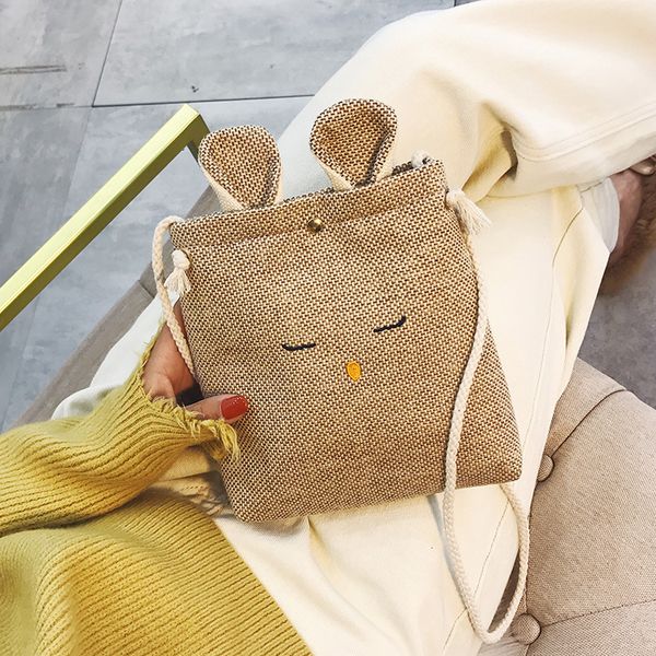 

2020 creative women's small bag new korean phone bag environmentally friendly fabric linen solid color messenger #35