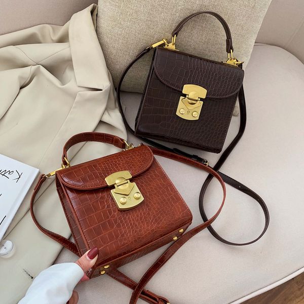 

mini stone pattern pu leather crossbody bags for women 2020 lock designer shoulder messenger bag female travel handbags