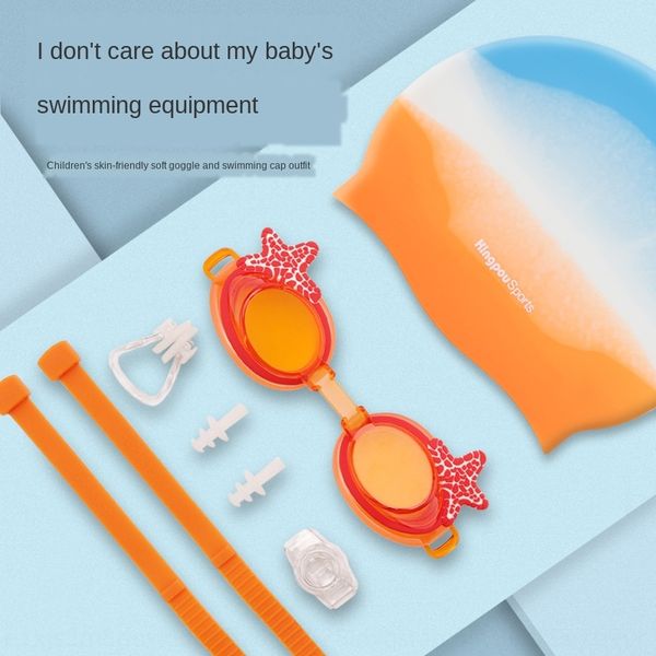 

zml1w whale protection children's silicone baby anti-fog diving children's goggles nose clip earplug diving goggles swimming cap s
