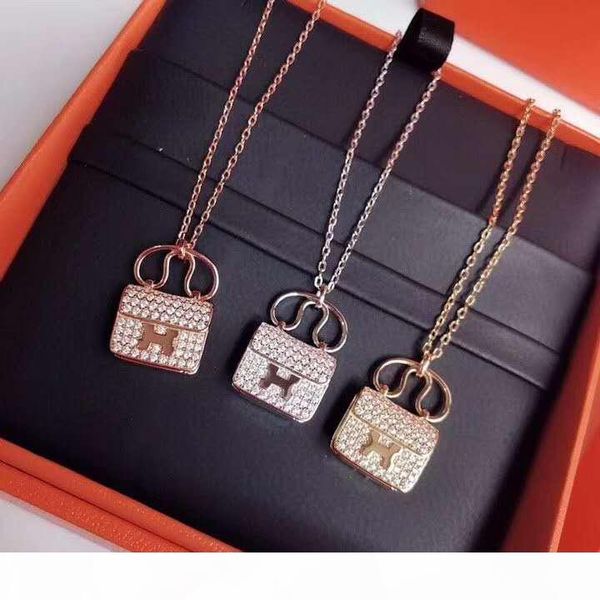 

explosion h letter bag full of diamond designer jewelry luxury woman wild fashion designer necklace, Silver