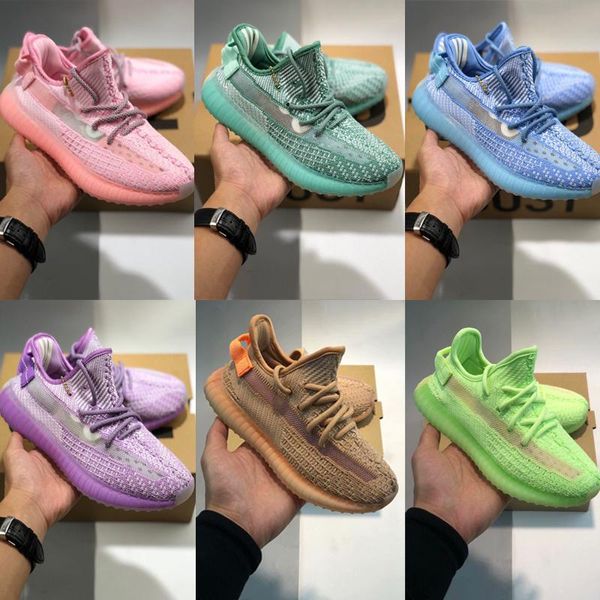 

с коробкой kanye west kids обувь yezzy yezzys v2 кроссовки черный розовый светоотражающие дети кроссовок детские beluga спорт sn2yko #, Black