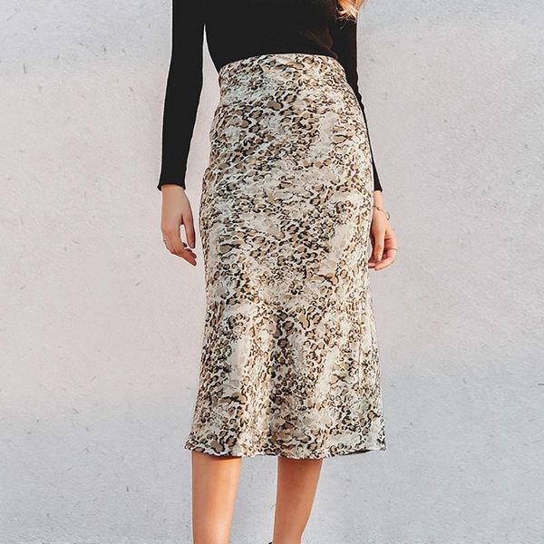 

вока али leopard midi бка женкий hidden elasticized waistband елковй аин бки колжени, Black
