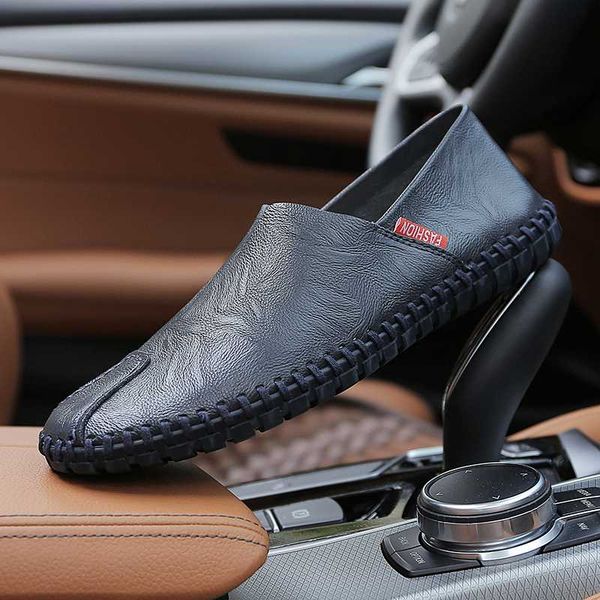 

leather men shoes casual slip on comfortable soft men moccasins fashion man loafers black driving shoes male plus size 38-50