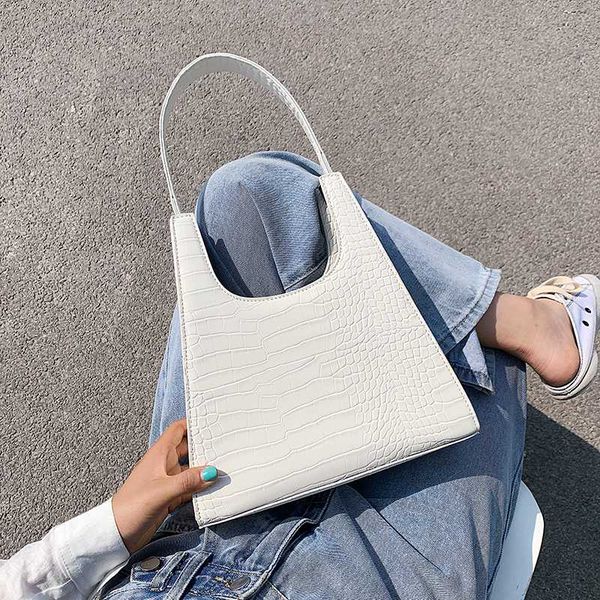 

crocodile pattern small pu leather armpit bag for women 2020 summer shoulder handbags lady simple hand bag beautiful