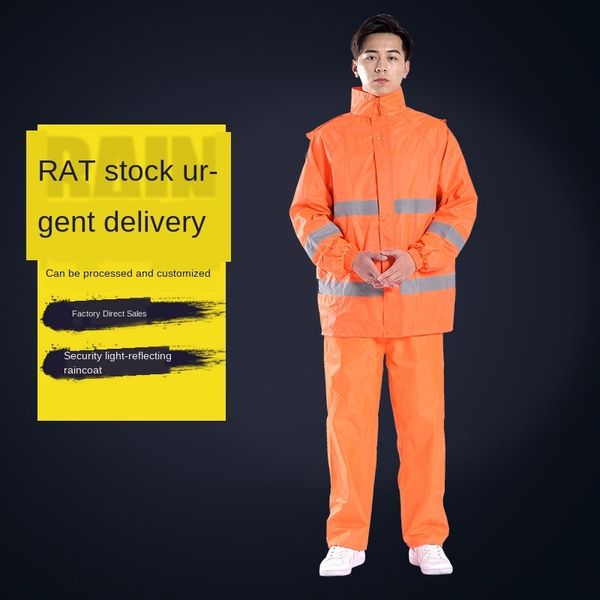 

tulcq orange reflective sanitation raincoat men's and women's property cleaning high-speed labor luminous clean luminous protectio, Red;brown