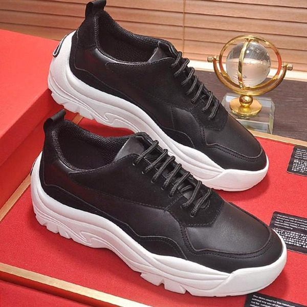 

fashion classic gumboy calfskin sneaker men 's shoes zapatos de lujo para hombre outdoor walking lace -up breathable sneakers men casu, Black