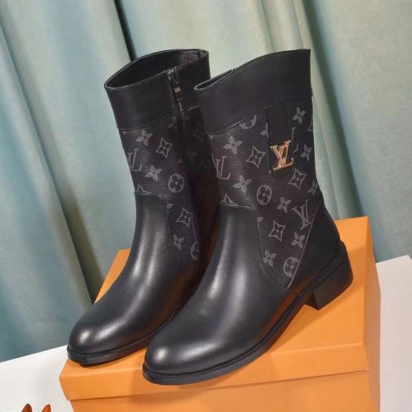 

womens motorcycle ankle boots autumn winter platform boots winter party fashion shoes with box bottes femmes lady shoes luxury botas mujer, Black