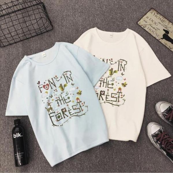 

selling tshirt women spring summer fashion print short sleeve o neck cotton spandex womens loose short woman t shirt, White