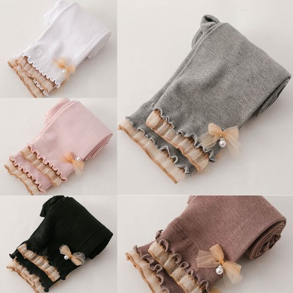 

2020 весной новое все-матч хлопок шарики bowknot tight узких брюки кружева колготки сетка леггинсы кружево детских щиколотки брюки для девоч, Blue