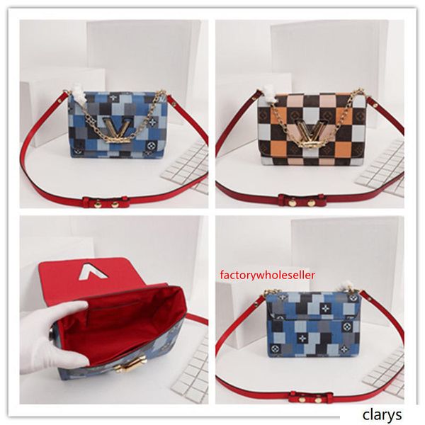 

lovuitto designer twist mm shoulder bag m50281 denim leather blue size: 23*18*8cm
