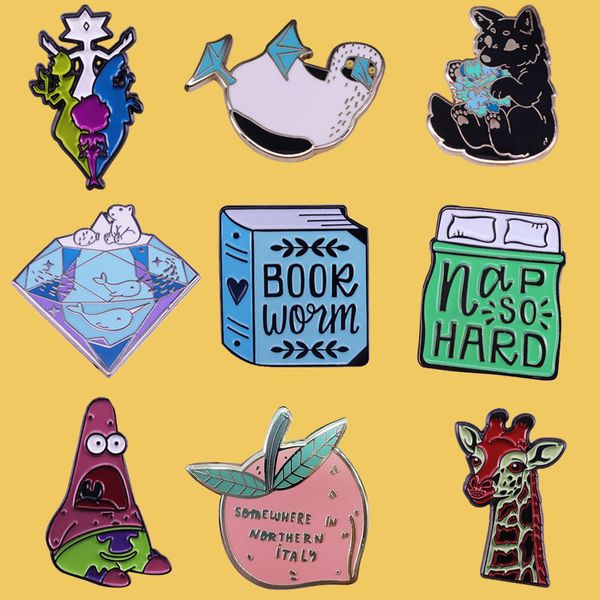 

sp074 book hard pin enamel pins and brooches women lapel pin backpack bags badges kids gifts 1 pcs, Gray