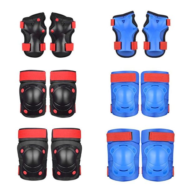 

new children elbow and knee pads skate protections 6-piece adjustable protections for skating skateboard bicycle scooter durable, Black;red