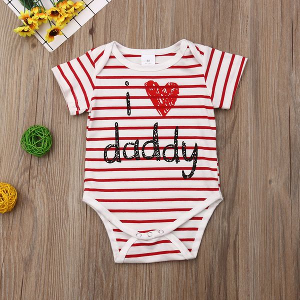 

newborn baby boys girls clothes cotton striped romper i love daddy print jumpsuit outfits, Blue