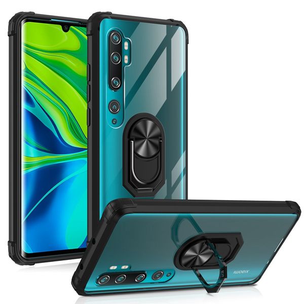 Case Capa militar Grade Crystal Clear Protective Magnetic Car Anel Monte Kickstand Para redmi Nota 8 Pro Nota 9 Pro Mi Nota 10 CC9 Pro Lite