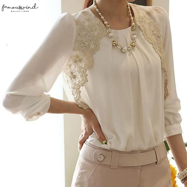 

new fashion womens clothing womens fashion korean style summer chiffon lace casual blouse shirt drop shipping, White