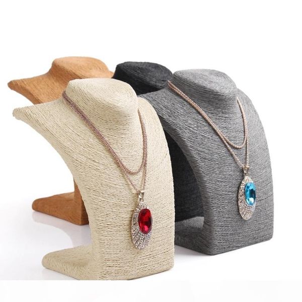 

winding mannequins bust pendant necklace display stand necklaces holder sweater chain jewelry display rack props 22cm, Khaki