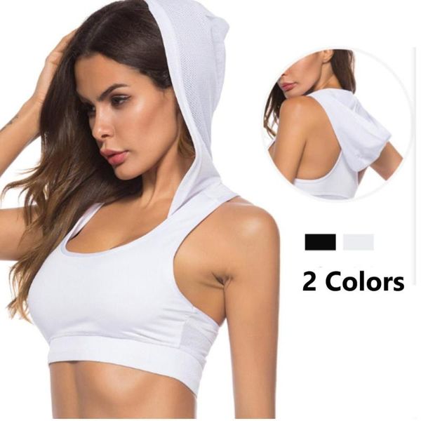 

women yoga bra breathable sports bra with hat fitness running sport sport gym sports wear quick dry underwear, White;black