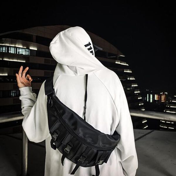 

men women tooling bag large-capacity magazine clip crossbody bag oxford cloth chest street hip-hop riding waist