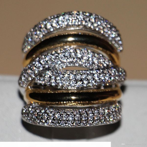 

виктория вика полный крошечные камни женского ювелирные изделия 14kt whitegold золото заполнено цирконий wedding engagement rings ленточнопи, Silver