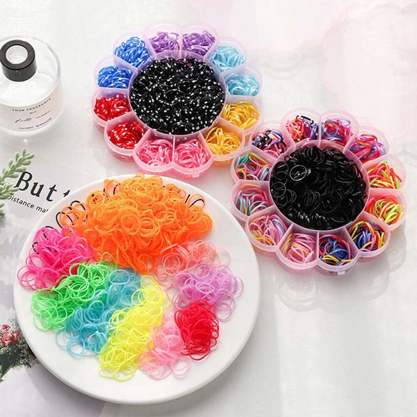 

hair accessories 800pcs/pack disposable children's bands girls cute elastic rubber band rope ponytail gum kid headband, Slivery;white