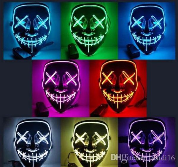 

masquerade masks halloween mask led mask party masque neon light glow in the dark horror glowing masker purge