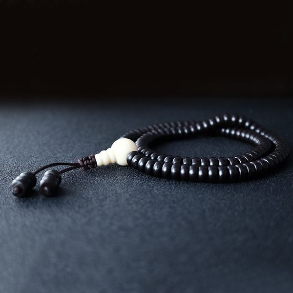 

bb-411 tibetan 108 beads prayer meditation mala natural black coco nut shell beads bracelets 8x4mm