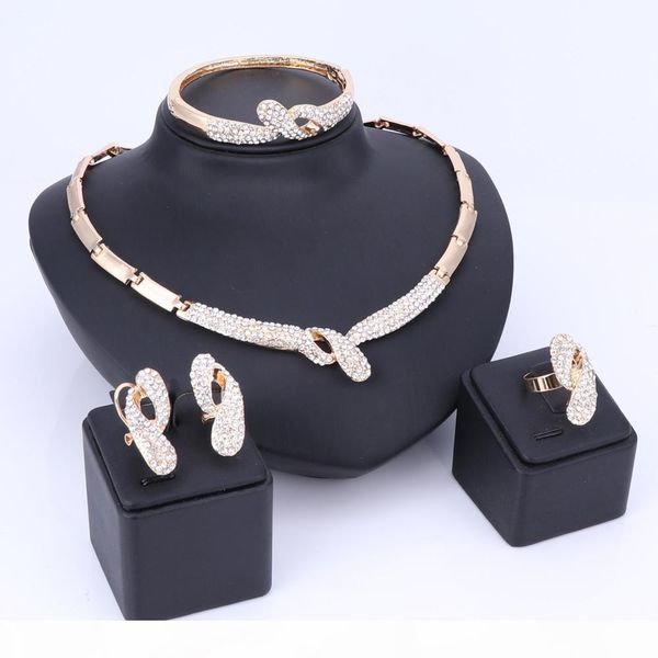 

fashion big african beads jewelry set exquisite dubai gold color crystal necklace jewelry set nigerian wedding bridal bijoux, Black