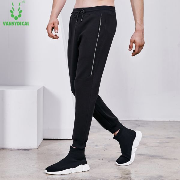 

vansydical autumn winter sports running pants men's side zipper gym sweatpants outdoor fitness workout jogging long trousers, Black;blue