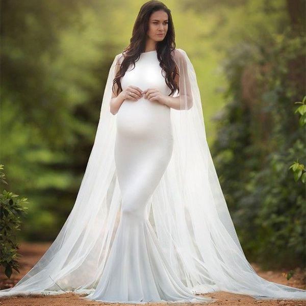 

flying cloak pregnant women pgraphy props dresses off shoulde premama dress maternity clothings maternity baby shower dress, White