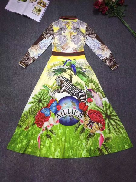 

2020 summer fashion show new high-end customized animal print lapel long sleeve women's party casual patchwork dress