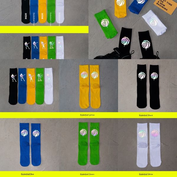 

errq6 men's and women's fashionable mid-calf cotton basketball socks summer thin long cotton socksreflective colorful laser street, Black