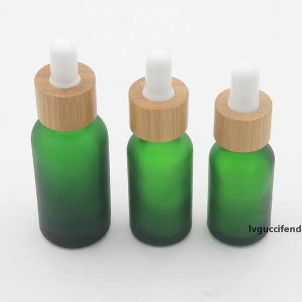 

perfume bottle 10 15ml 20 30ml frosted clear glass dropper bottle with bamboo lid cap essential oil glass bottle frosted green eea1625