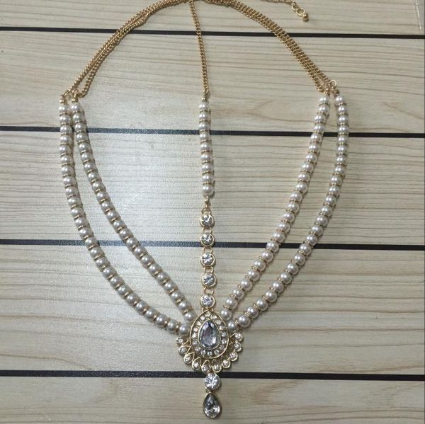 

handmade kundan stones hair chain head chain head jewellery, Golden;silver