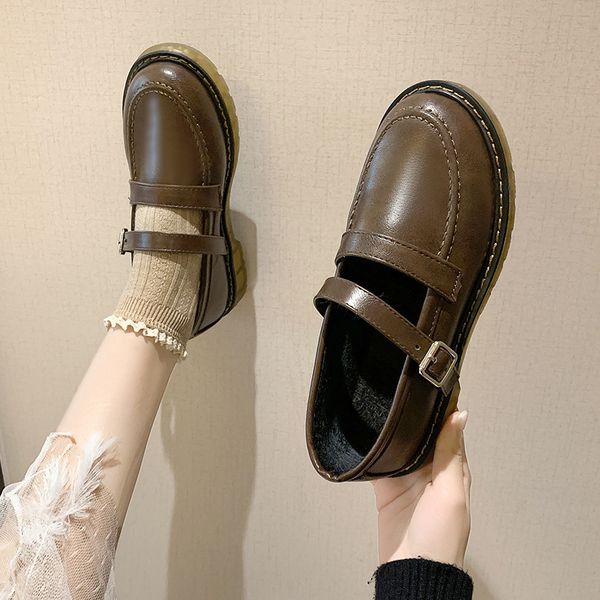 

обувь женщина flats 2020 женская мода круглый toe shallow mouth all-match oxfords британский стиль casual женский тапки платье, Black