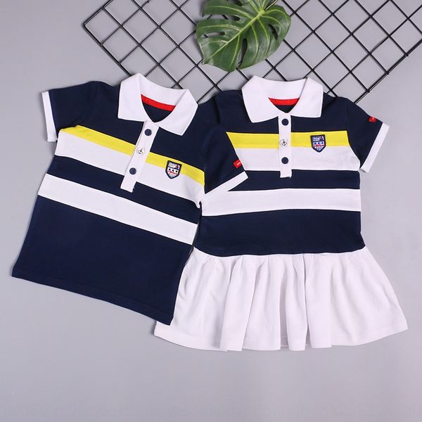 

clohing 2020 ong xu children's new korean style children's t-shirt navy wind sister's clothing polo shirt short sleeve, Blue