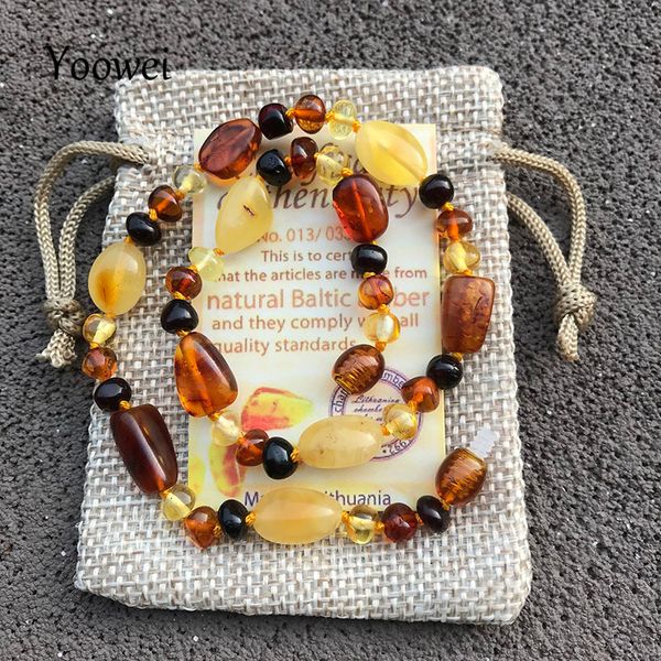 

yoowei 32cm 7g amber necklace for baby baltic amber new style women fashion gift for birthday unique jewelry wholesale, Silver