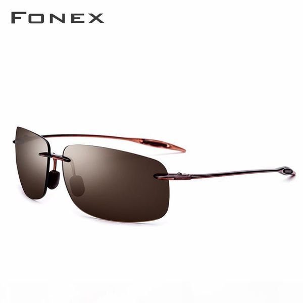 

y fonex ultem tr90 rimless sunglasses men ultralight square frameless sun glasses for women nylon lens 1607 t200106, White;black