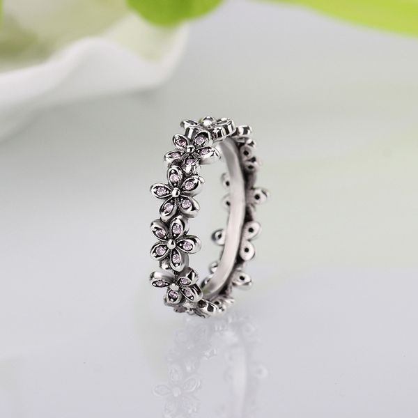 

homod silver color flowers brand finger rings dazzling daisy meadow stackable ring, clear cz for women wedding jewelry, Golden;silver