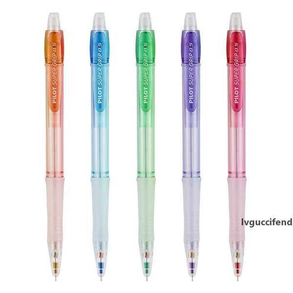 

pilot super grid 0.5mm mechanical pencils 5 transparent colors graphite refill with eraser student school stationery h-185n, Blue;orange