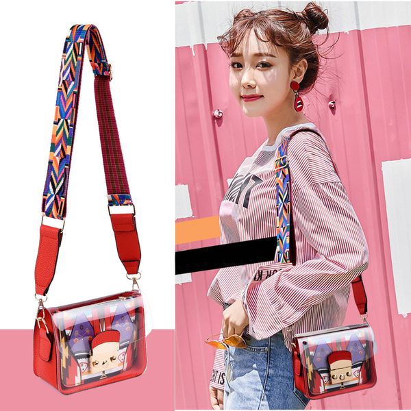 

transparent mini bag women's 2020 new korean-style summer cross-body gel bag wide shoulder strap ladies