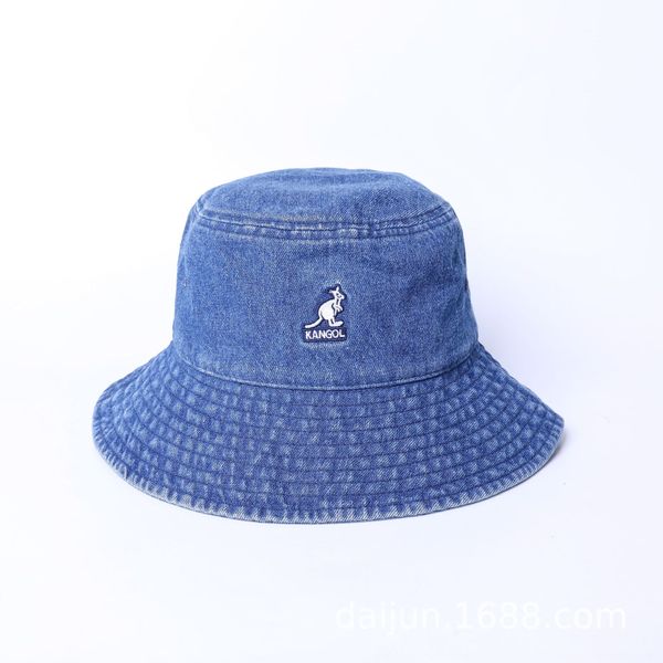 

n0byn kangol kangaroo cowboy fisherman blue washed big brim sunshade leisure bucket bucket hat internet celebrity ins basin hat of the same, Blue;gray