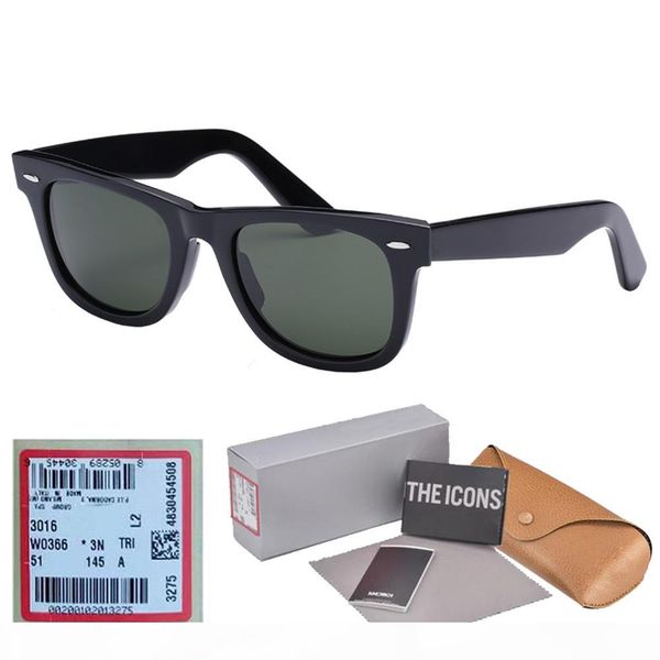 

classic sunglasses men women fashion rays farer model 2140 50mm acetate frame real uv400 glass lenses sun glasses with accessories, White;black