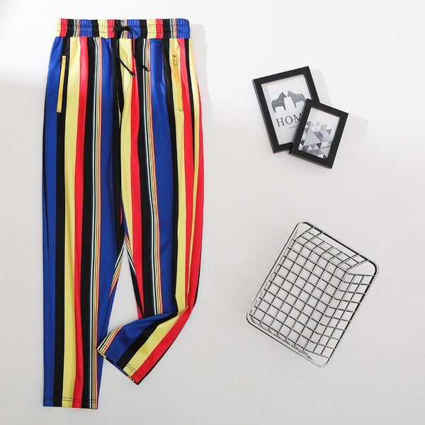 

fashionable summer street hip-hop clothing men's retro printed pants stripes casual trousers british style wild jogger trousers, Black