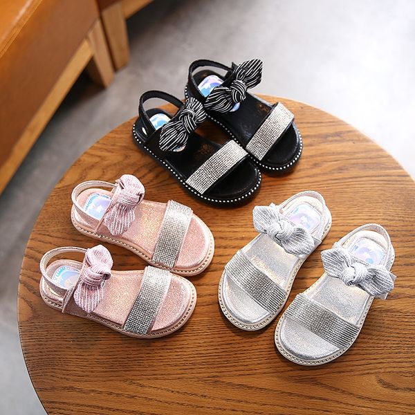 

2020 new girl and sandals butterfly sandals student soft bottom baby fashion children princess shoes butterfly-knot shoes, Black;red