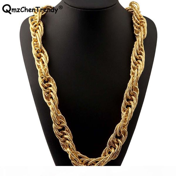 

t show stage 22mm width 243g super heavy women mens twist rope chain necklaces golden silver bling hip hop exaggerated jewelry