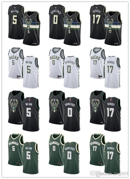 

mensÂ womensÂ youth milwaukee bucks 5 d. j. wilson 0 donte divincenzo 17 dragan bender black green white custom basketballÂ jerseys, Black;red