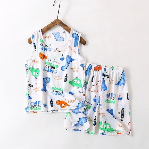 

2020 new boys' thin home clothes home clothes set cotton vest two-piece set baby artificial cotton pajamas