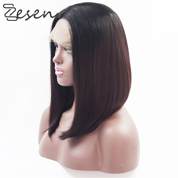 

zesen 13*4 lace front wigs black short bob wig heat resistant fiber hair straight bob synthetic lace front wigs for womey