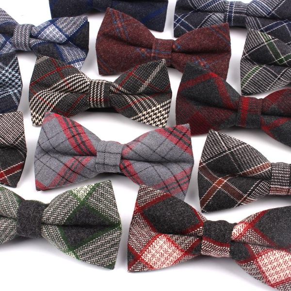 

fashion bow tie for men classic plaid bowtie for business wedding bowknot cotton mens bowties cravats green blue tie, Blue;purple