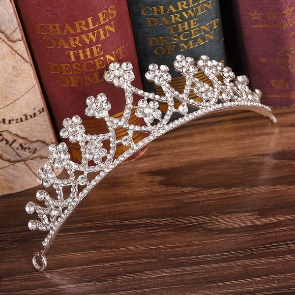 

pgzlh h1144 korean rhinestone children's small crown wedding simple bridal accessories headdress crown headband wedding headdress acces, Slivery;white